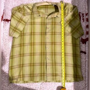 Tommy Bahama Shirt Mens XL Green 100% Silk Short Sleeve Plaid Button Like New